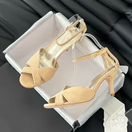 Womens Slingbacks Sandals Designer Stiletto Heels 7cm Suede Dress Shoes Adjustable Buckle Strap Leisure Shoe Classic Outdoor Elegant Wedding Shoe For Party