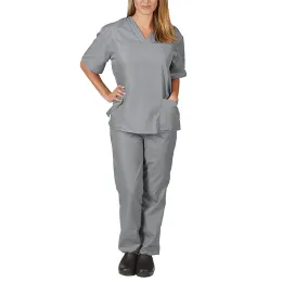2pcs femininos uniformes uniformes de verão Conjunto de verão V Decote de pescoço Top cargo cônico Pants de corrida enfermeiras de cuidados de saúde