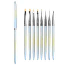 Full Set of Nail Enhancement Tools in Blue and Yellow Gradient Metal Rod Japanese Nail Enhancement Multifunction Kit for Professional Nail