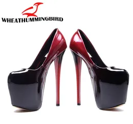 سيدة منصة مضخات مثير الكعب العالي 19 سم براءة اختراع جلدية مثير أحذية المرأة أحذية الحفلات النساء مضخات الزفاف حذاء 3450 MC73 Y25506861