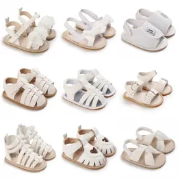 First Walkers New Baby Shoes Summer Boys and Girls Breathable Sandals Preschool Flat Shoes Soft Rubber Sole Anti slip Bow Knot Baby Bed First Walking Shoes d240525
