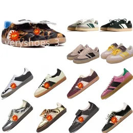 2024 Designer Leopard Print Wales Bonner Men Women Casual Shoes Handball Sneakers Shoes Spzl Vintage Trainer Non-Slip Outsole Fashionable Classic Black White