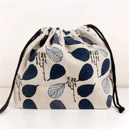 Lunchpåse Cat Polar Bear Box Drawstring Picnic Tote Eco Japansk stil liten handväska middag container matlagring väskor 240516