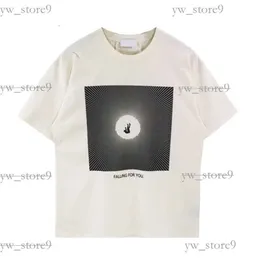 Maglietta rhude maschile uomini donne in tessuto vintage pesante camicia rhude prospettiva tee top logo multicolore bella maglietta lavata d483