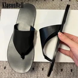 スリッパ5.10 Klasonbell Real Leather Triang Flip-Flops Women 2024 Summer Outside Flat Sole Simple Sandals