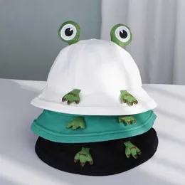 Kapaklar Şapkalar Moda Kurbağa Kovası Şapka Yaz Şapkası Çocuk Frog Fishing Hat Güney Kore Vahşi Sevimli Güneş Şapk Büyük gözlü kova şapkası D240525