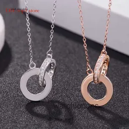 Cart Necklace High Quality Luxury Necklace Ring 925 Sterling Silver Plated Rose Gold Big Cake Pendant Collar Chain Female Straight 8196 6471 2873