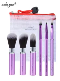 Conjunto de pincel de maquiagem de Vela Yue 6pcs Kit de ferramentas de beleza de viagem retrátil com cobertura e escova de cosméticos de caixa Tools3677760