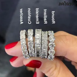Vecalon 6 Style Eternity Pierścień Ring Diamond Stone 925 Srebrny srebrny zaręczyny Pierścienie dla kobiet mężczyzn biżuteria Boskg