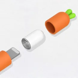 Niedliche Karottenschutzbeutelkappenhalter Silikon Nib Shell Deckabdeckung Schutzhülle mit 5pcs Nib Caps für Apfelstift 1/2 Haut