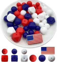 حبات LOFCA Silicone Beads Baby Beaby Beads Grade Beads for DIY National Flag Silicone Beads Baby Teethers BPA Free