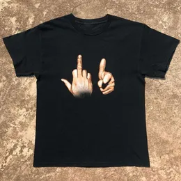 Men's T-shirt designer brand ASAP Rocky American hip-hop rapper uses the same gesture for short sleeved vintage T-shirts for men