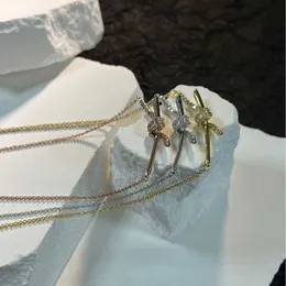 Designer's Brand Classic Butterfly Knot Necklace With Diamonds Light Luxury Design Liten och unik hänge titan Steel Lock Bone -kedja