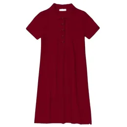 Damen Designer Trend Polo Kleid exquisite Stickerei Dekoration Frauen lässige Sommerkleid Revers Hals eine Linie Hochqualität S-2xl