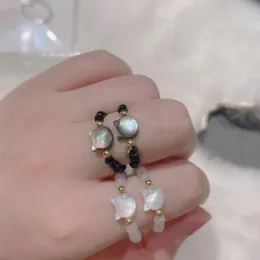 Anelli di Obsidian Moon in pietra naturale per perle anello di agitazione minimalista fatti a mano graziosi anelli gatti bianchi neri da donna accessori per feste di gioielli