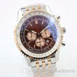 Mens Quartz Watch Chronograph Strowatch Fonksiyon Yivli Kılıf Kahve Kahve Büyük Arama Paslanmaz Bant Erkek Saat Montre Homme Kol saatleri 2279