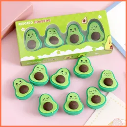 4pcs/set carina emote avocado gomma per matita per gomma da puzzle gomma staccabile kawaii di cancelleria morbida in gomma morbida forniture scolastiche in gomma morbida