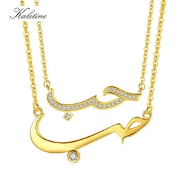 Colares pendentes Kaletine Arabic BFF Amizade Cz Love 925 Colar de prata esterlina Declaração de pingente de pingente da cadeia de jóias femininas Presente S2452599 S2452466