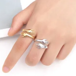 Küme halkaları 10 adet aşkla romantik el sarılmak yaratıcı olarak ayarlanabilir sonsuza kadar açık parmak yüzüğü kadın erkekler moda takı