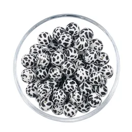 Lofca 10pcs12mm/15mm/19mmtie Dye Leopard Terrazzo Dalmácia Camo Silicone Contas de dentição Diy mastigável colorido para bebê