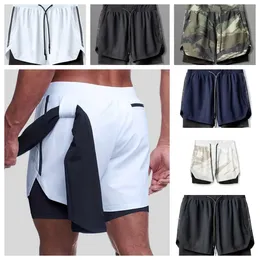 Shorts masculinos fitness sprint masculino esportes de basquete de basquete sprint agachamento de bolso multi -bolso treinamento dois em um treinamento de lazer S2452411