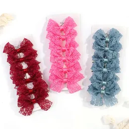 6pcs/set New Sweet Lovely Girls Kids Lace Lace Bow Hairpin Clips Princess Hair Accessories Baby Barrettes Wholesale F25538