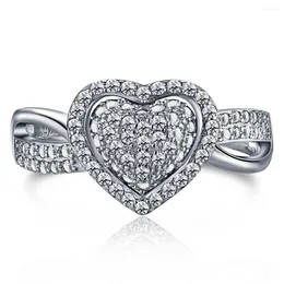 Clusterringe S925 Sterling Silber Full Diamond Love Ring Wunsch Zirkon Handstück für Frauen