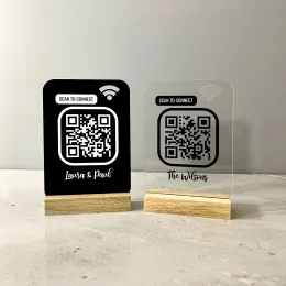 مخصصة WiFi QR Code Board Acrylic Display Poard لمقاهي المنازل ، Bar Restaurants Hotels Salons Salons to WiFi Sign