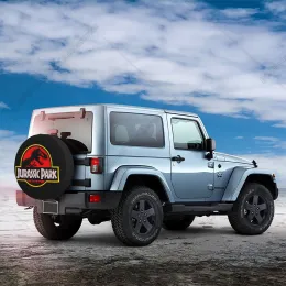 Okładka opon zapasowa Jurassic Park dla Jeep Mitsubishi Pajero Sci Fi Dinosaur Car Protectors Akcesoria 14 15 16 17 cali