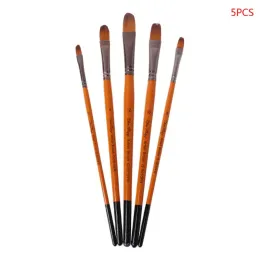 5pcs Professional Ail Princhoções de tinta ajustada para guache acrílico aquarela pintura corporal#2/#6/#8/#10/#12 pincel NIB