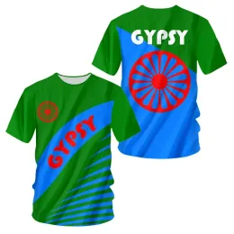 Gypsy Flag 3D Print Edgerize Tirt Women Men Summer O-Deace Short Sleeve Funny Tshirt Vintage Romani Graphic Tees Y2K Clothes