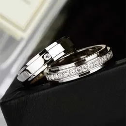 Cluster Rings Classic Design S925 Sterling Silver Single Row Diamond Rotation Ring für Frauen Modemarke Ehepaar Hochzeit Luxusschmuck T240524
