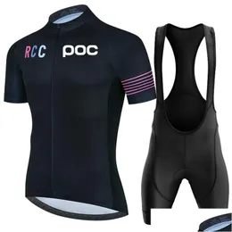 RCC POC Set Mens Pro Clothing Road Bike Hemden Anzug Fahrrad Bib Shorts MTB Wear MAillot Cotte 230701 Drop Lieferung otyht