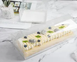 Caixa de embalagem de rolagem de bolo transparente com alça ecofriendly Clear Cheese Cake Box Baking Swiss Roll Box3893086