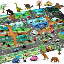 Mats 100x130 Bebek Oynat Mat Çiftliği Yol Taşınabilir Harita Bebek Eğitim Halıları Toddler Dinozor Su Geçirmez Mat Crling Toksik Olmayan Halı