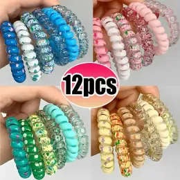 6/12pcs Spiralhaarbindungen Frauen bunte Telefon Drahtkabel Haar Ring elastischer Gummi -Band -Scunchies Kopfbedecke Haarzubehör