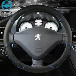 プジョー206 207 307 Dermay Car Steering Wheel Cover PUレザーノンスリップオートアクセサリー高速配送