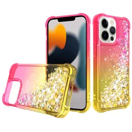 Para iPhone 13 12 14 Pro Max Cases Glitter Liquid Quicksand Phone Case A capa protetora fofa de quatro gota compatível com o Oppbag
