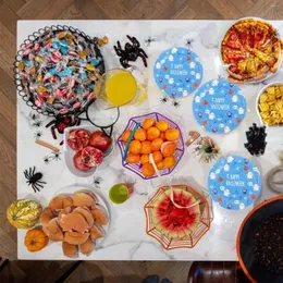 Einweg -Geschirr 8 PCs Party liefert Teller Gabel Gabellöffel Kuchenzubehör Halloween Pappteller Obst