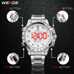 CWP 2021 Weide Watch Man Sport Back Light LED Display Analog larm Auto Datum Militär armé Rostfritt stål Strap Quartz Relogio Masculi 280T