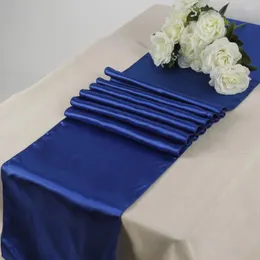 Wholesle stołowy/ 10pcs Royal Blue Satin Runners 12 "x 108" Dekoracje przyjęcia weselnego
