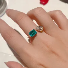 CAMBINO EMERALD DEMAOND Promise Ring 925 Sterling Silver Engagement Feded Cand Rings for Women Bridal Jewelry Gift Icboo