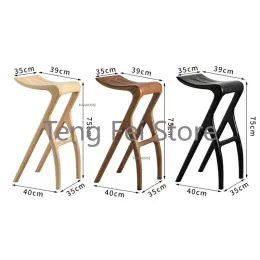 Nordic Modern Solid Bar Chair Wood Stool Creative Dining Chair Design Wooden Leisure Wood-Fed oot Chaises Salle Manger Furniture WZ