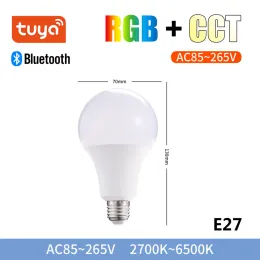 TUYA WiFi /Bulletooth Smart Dimmable Bulb RGB CCT Decor Home LED LIGHT Smart Life App Controllo compatibile con Alexa Google Home