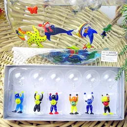 Dekorative Figuren 6pcs Murano Island Stil mehrfarbiger schwimmender Glas Taucher Miniaturfigur Anhänger Aquariumdekor süßes winziges Meerestier