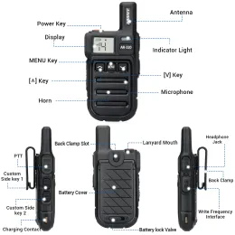 Orijinal Abbree AR-320 UHF Mini Walkie Talkie Kablosuz Kopya Frekansı USB Şarj Taşınabilir İletişimci İki Yönlü Radyo Avı