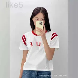 Women's T-shirt Designer Brand Nanyou Boutique Clothing 24 Early Spring New Thread Splicing Short Sleeved Slim Fit Version Letter Printed UWI1