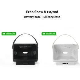 Base batteria da 15600 mAh per Echo Show 8 (1st2a Gen) Custodia a silicone morbido Stand per batteria ricaricabile portatile