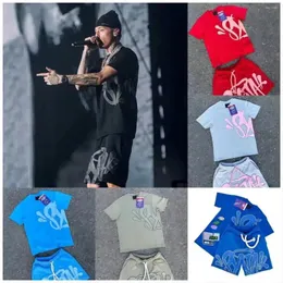 Herr t-skjortor designer SYNA World High Street Fashion Hip-Hop Print Tshirts Set Tee Printed Shirt Short Y2K Tees Graphic