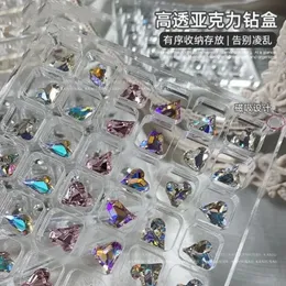 100/64/36 Mini Grids Paznokcie Crystal Diamond Pudełka Ins Rhinestone Paznokcie dekoracje biżuterii
